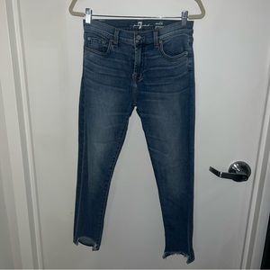 7 For All Mankind Mid Rise Gwenevere Ankle Skinny Step Hem Jeans